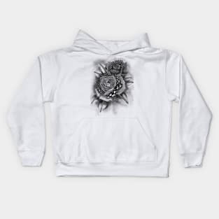 Tattoo Rose Greyscale Kids Hoodie